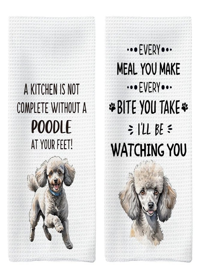 Tzhim Poodle Gifts Kitchen Towels Set of 2, Poodle Gifts for Women, Poodle Mom Gifts, Poodle Dog Dish Towels Tea Towels for Kitchen, Poodle Dog Hand Towels, Dog Kitchen Bathroom Decor, 16x24inch - Image 1