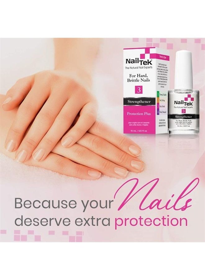 Nail Tek - Protection Plus 3, Nail Strengthener for Hard and Brittle Nails, 0.5 oz, 1-Pack - Image 1