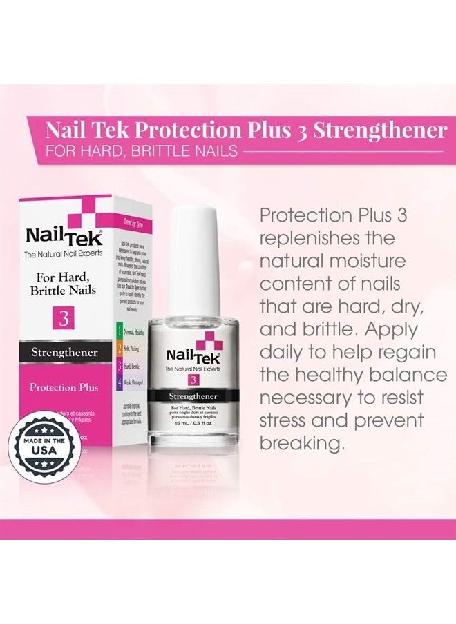 Nail Tek - Protection Plus 3, Nail Strengthener for Hard and Brittle Nails, 0.5 oz, 1-Pack - Image 1