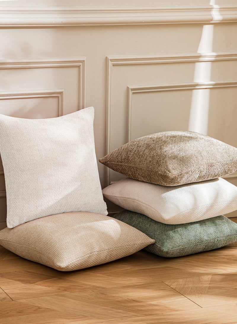 لحظة غطاء وسادة شنيلي باللون الأبيض لحظة 30x50 سم عبوة من 2 غطاء وسادة زخرفي حديث من الطراز الريفي على شكل صليب. - Image 5