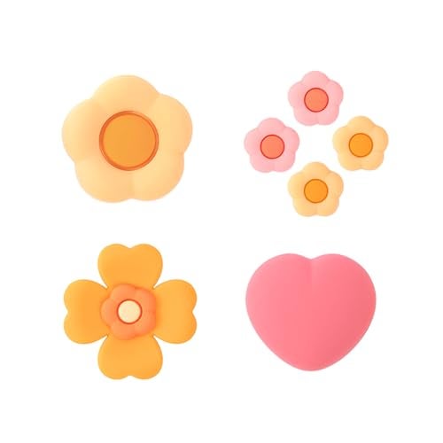 GeekShare Cross DPad Button Caps Thumb Grips SetSilicone ABXY Key Buttons Sticker Compatible with SwitchOLED Joy Con Pink Yellow - Image 1