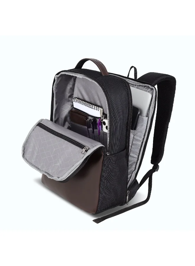 Lavie  Sport Vogue Laptop backpack 17L |Multifunctional Laptop Backpack with Trolley sleeve For Men & Women (BLACK/CHOCO)  | Best Price UAE