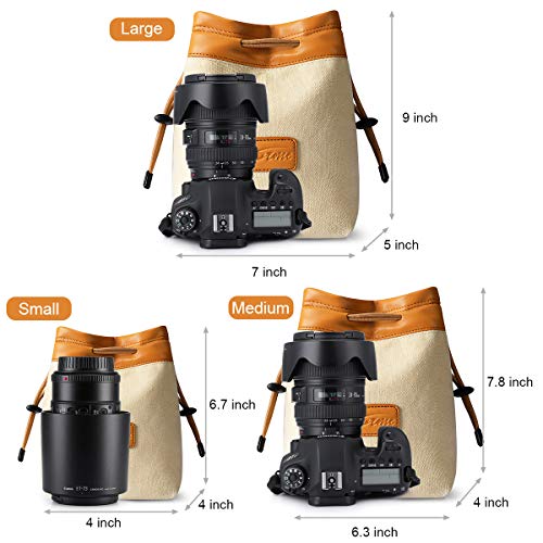 S-ZONE Soft Camera Bag DSLR Insert Handbag Drawstring Lens Case Compatible with Canon Nikon Sony - Image 4
