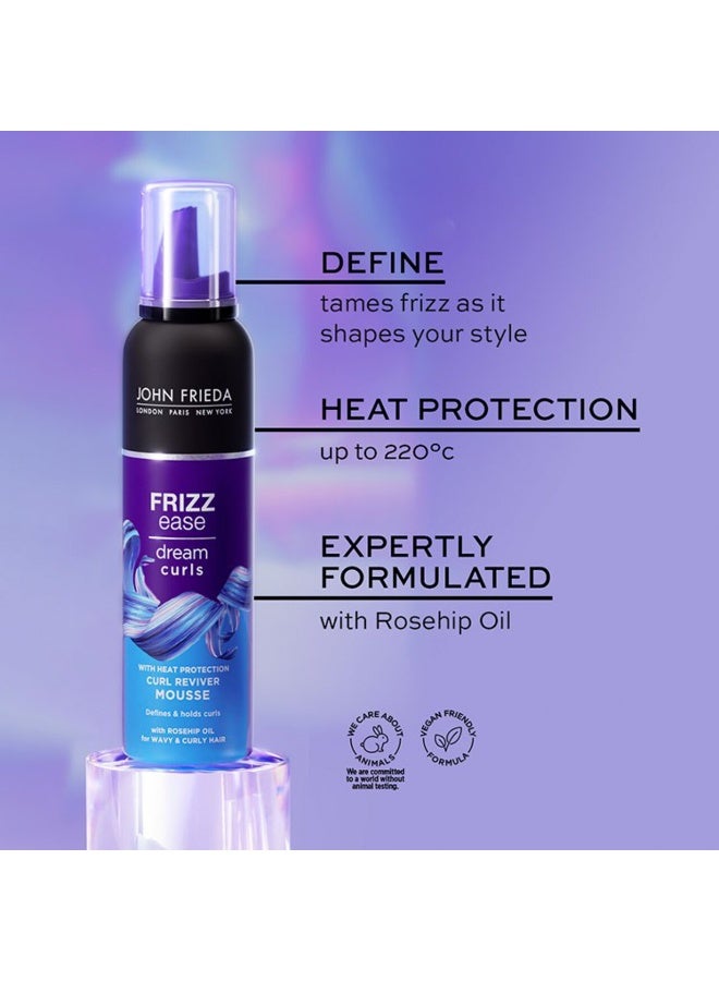 John Frieda Frizz Ease Dream Curls Curl Reviver Mousse – Defines Curls & Controls Frizz with Heat Protection – 200ml - Image 1