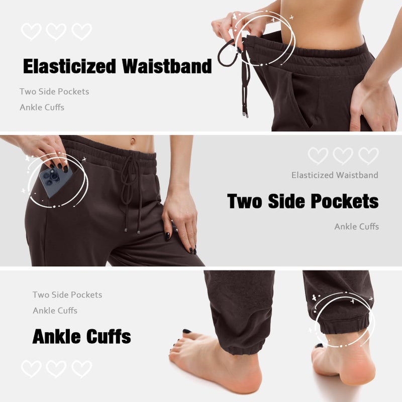 Walifrey Womens Joggers with Pockets, Drawstring Sweatpants Women for Lounging Jogging Gym and Workout DeepBrown,1 Pack DeepBrown S - Image 5