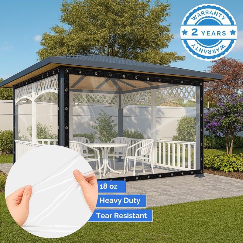 Covers & All Heavy Duty Clear Vinyl Tarp â€“ 20 Mil Waterproof Clear Tarp with Grommets for Patio, Porch, Gazebo, Greenhouse & Chicken Coop (8 x 8 ft) - Image 4
