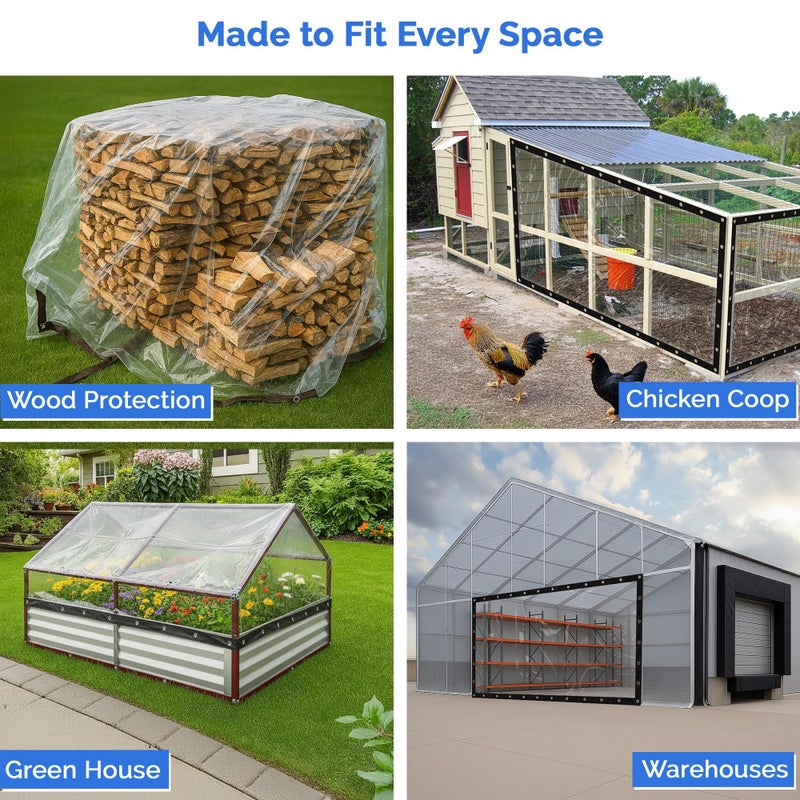 Covers & All Heavy Duty Clear Vinyl Tarp â€“ 20 Mil Waterproof Clear Tarp with Grommets for Patio, Porch, Gazebo, Greenhouse & Chicken Coop (8 x 8 ft) - Image 5