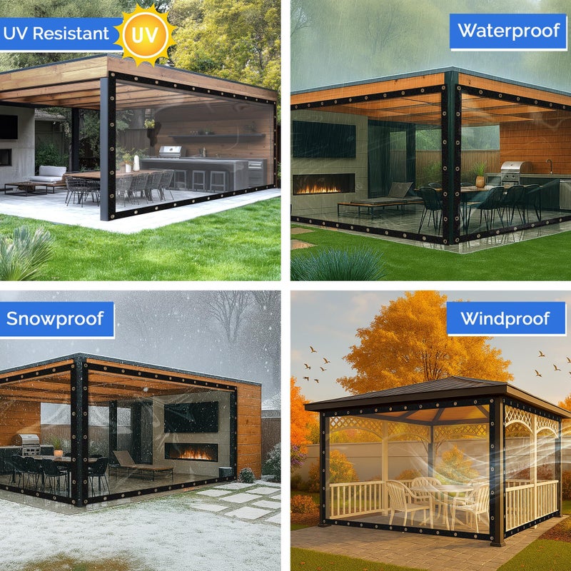 Covers & All Heavy Duty Clear Vinyl Tarp â€“ 20 Mil Waterproof Clear Tarp with Grommets for Patio, Porch, Gazebo, Greenhouse & Chicken Coop (8 x 8 ft) - Image 2