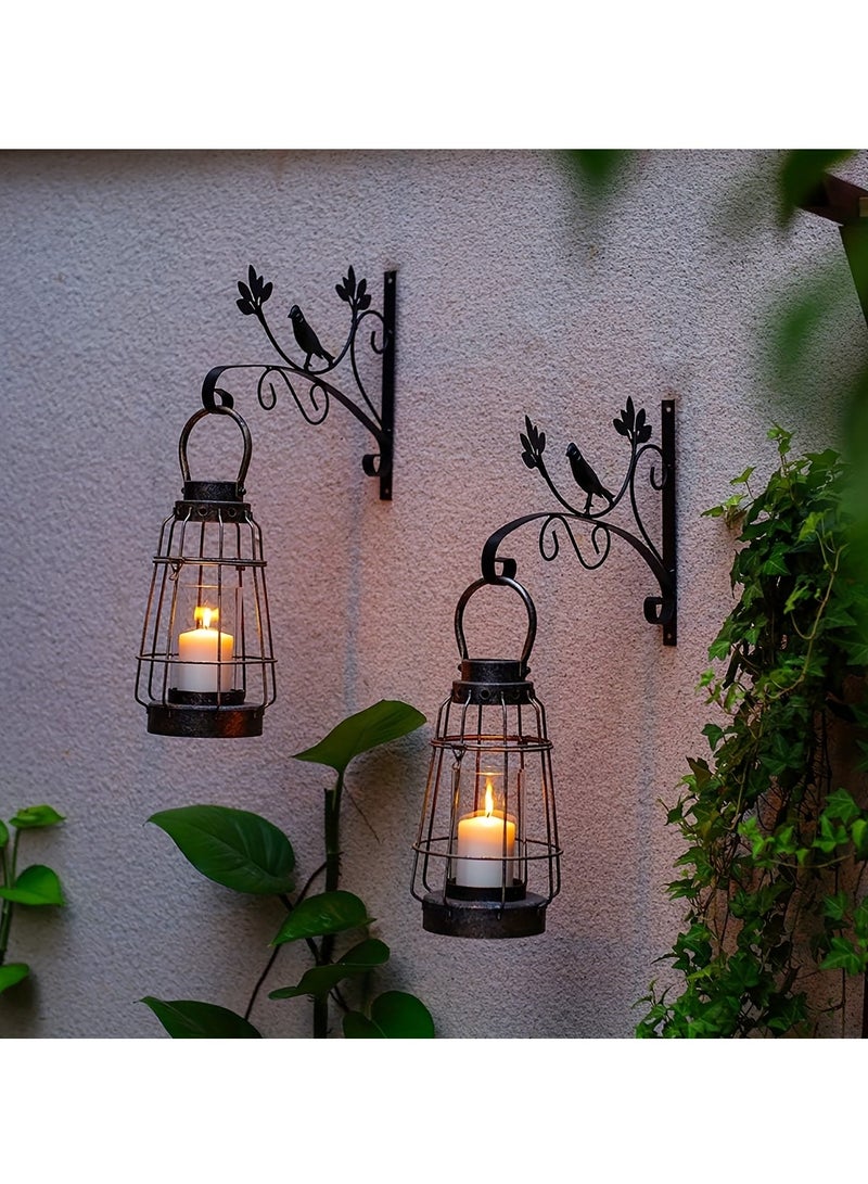 Vintage Wrought Iron Glass Candle Lantern - Portable Indoor/Outdoor Wedding Party Decor Light  - Image 3