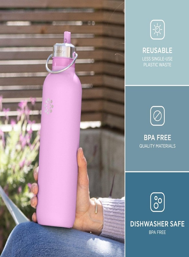 Lifefactory Stainless Steel Vacuum Insulated Sports Bottle with Straw Cap, 32 Ounce, Pink - Image 4