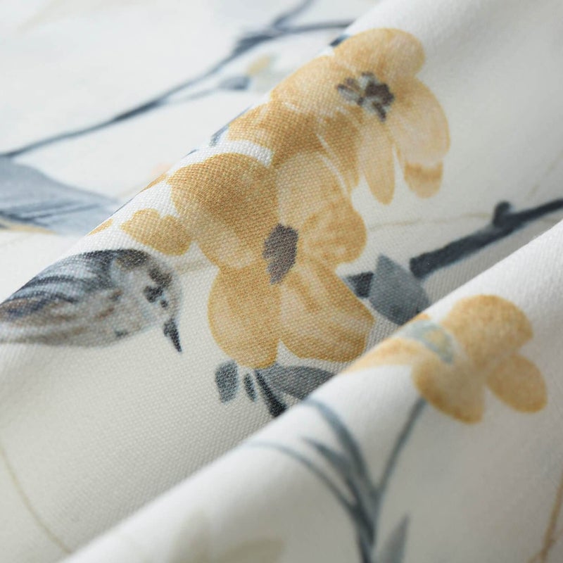 VOGOL Tie Up Valances for Kitchen Windows, Gray Birds and Floral Print Valance Curtains Rod Pocket Shades for Windows, 1 Panel, 52 x 18 - Image 5