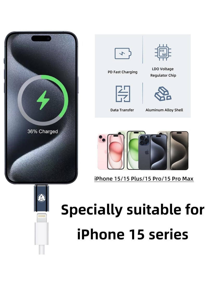 FIRST PRO 2 Pack USB-C Male to Lightning Female Adapter, USB Type C to Lightning Connector for iPhone 15/15 Plus/15 Pro/15 Pro Max,iPad Air, Support PD Fast Charging and Data Transfer (Bright Blue)  - Image 2