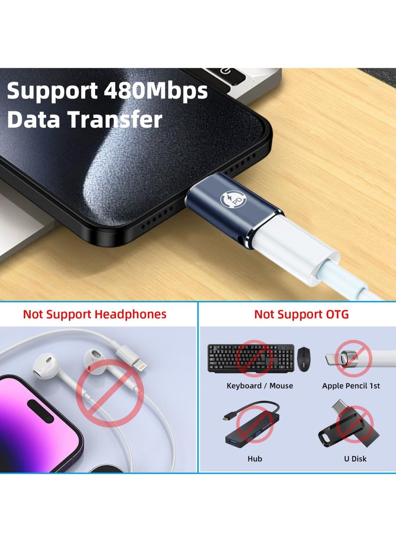 FIRST PRO 2 Pack USB-C Male to Lightning Female Adapter, USB Type C to Lightning Connector for iPhone 15/15 Plus/15 Pro/15 Pro Max,iPad Air, Support PD Fast Charging and Data Transfer (Bright Blue)  - Image 3