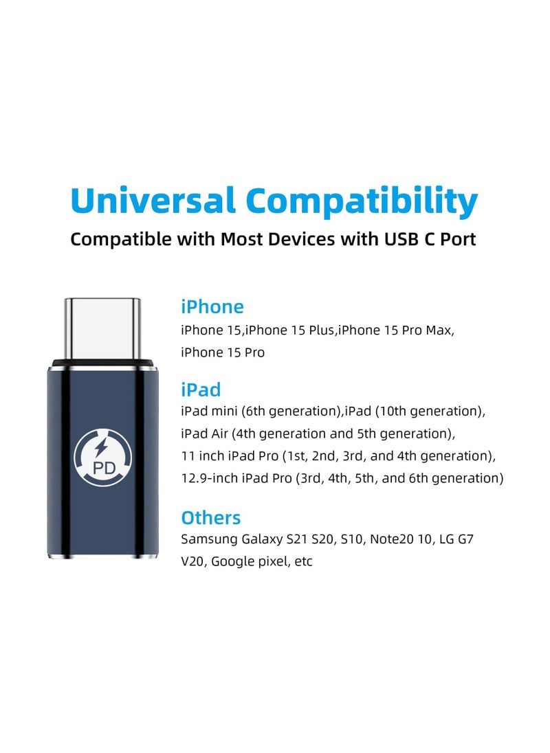 FIRST PRO - 2 Pack USB-C Male to Lightning Female Adapter, USB Type C to Lightning Connector for iPhone 15/15 Plus/15 Pro/15 Pro Max,iPad Air, Support PD Fast Charging and Data Transfer (Bright Blue) - Image 1