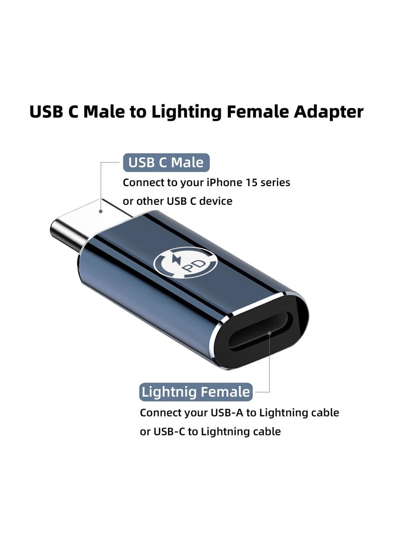 FIRST PRO 2 Pack USB-C Male to Lightning Female Adapter, USB Type C to Lightning Connector for iPhone 15/15 Plus/15 Pro/15 Pro Max,iPad Air, Support PD Fast Charging and Data Transfer (Bright Blue)  - Image 5