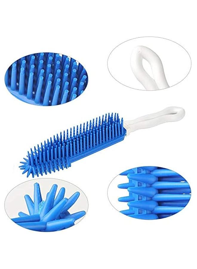 Generic Pet Hair Remover Rubber Fluff Cleaner for Carpet Furniture Clothes: Green & Blue Pack - Portable Dog Cat Bath Brush with Massage Effect for Sofa Leather Car Seat - Image 2