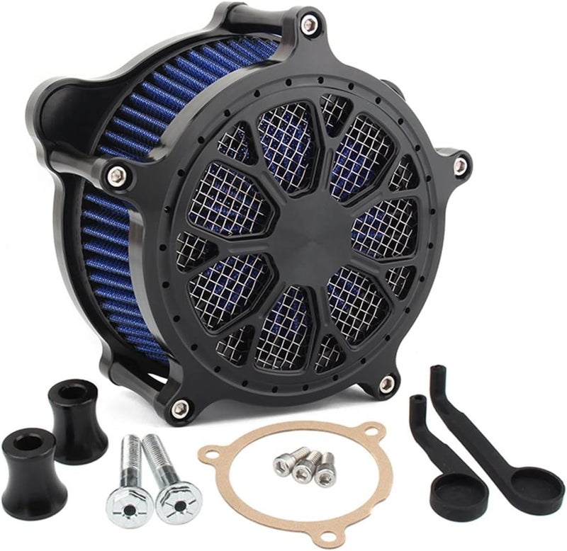DEMULAX Black Motorcycle CNC Air Cleaner Intake Filter - Image 1