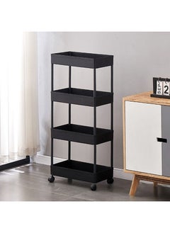 Arabest Slim Storage Cart,3 Tier Bathroom Rolling Utility Cart Storage Organizer Slide Out Cart, Mobile Shelving Unit Organizer Trolley for Office Bathroom Kitchen Laundry Room Narrow Places, Black  - Image 1