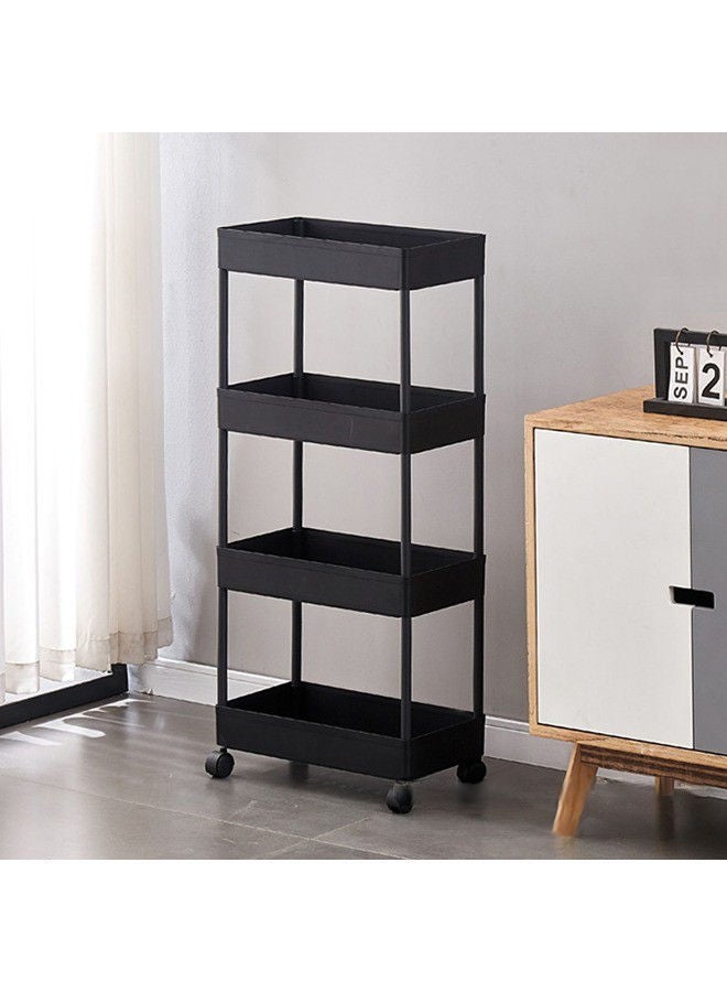 Arabest Slim Storage Cart,3 Tier Bathroom Rolling Utility Cart Storage Organizer Slide Out Cart, Mobile Shelving Unit Organizer Trolley for Office Bathroom Kitchen Laundry Room Narrow Places, Black  - Image 1