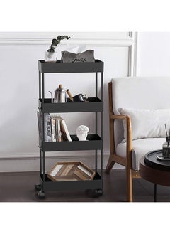 Arabest Slim Storage Cart,3 Tier Bathroom Rolling Utility Cart Storage Organizer Slide Out Cart, Mobile Shelving Unit Organizer Trolley for Office Bathroom Kitchen Laundry Room Narrow Places, Black  - Image 2