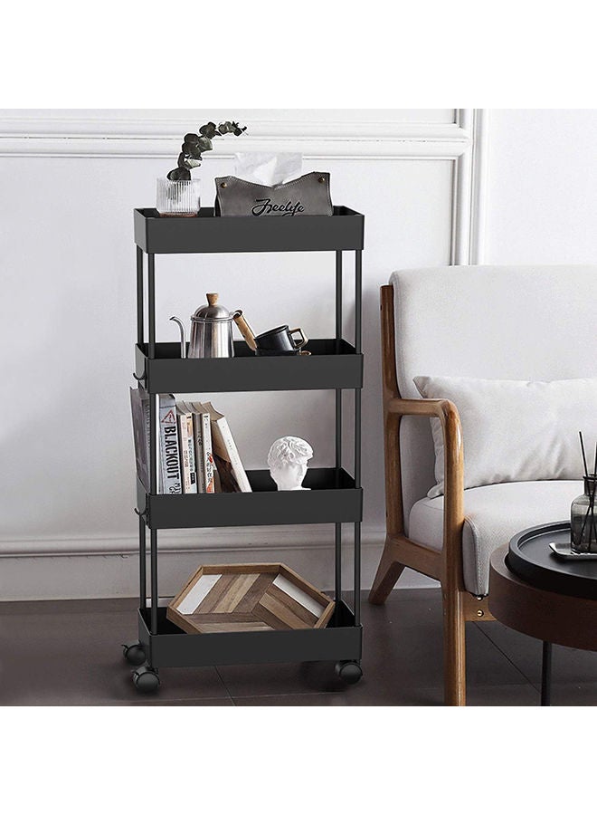 Arabest Slim Storage Cart,3 Tier Bathroom Rolling Utility Cart Storage Organizer Slide Out Cart, Mobile Shelving Unit Organizer Trolley for Office Bathroom Kitchen Laundry Room Narrow Places, Black  - Image 2