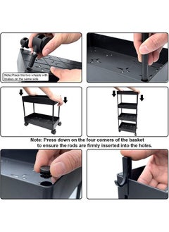 Arabest Slim Storage Cart,3 Tier Bathroom Rolling Utility Cart Storage Organizer Slide Out Cart, Mobile Shelving Unit Organizer Trolley for Office Bathroom Kitchen Laundry Room Narrow Places, Black  - Image 4