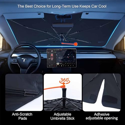 Socira Ghost Skull Car Windshield Sunshade Umbrella Foldable Horror Umbrella Funny Sun Shade Windshield Cover Creepy Skeleton Sunshade Skull Car Accessories Keeps Cool (57" X 30") - Image 5