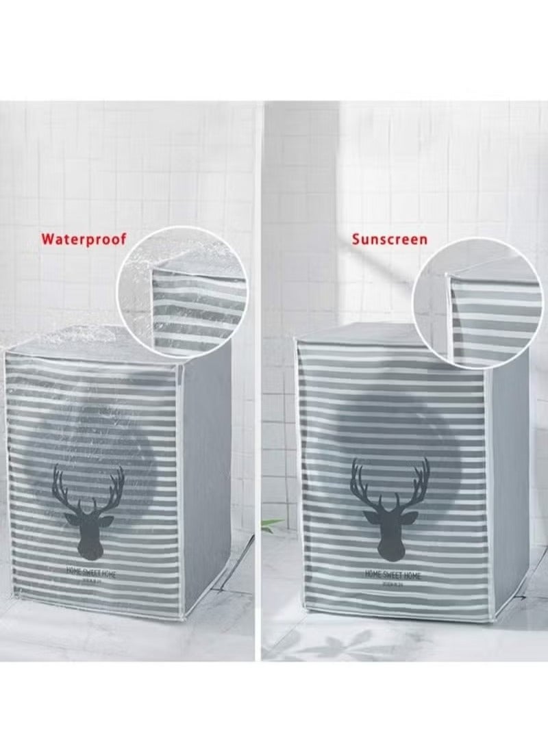 Washing Machine Cover, Clothes Washer Dust Dryer Cover Lid Tumble Dustproof Cover Case with Zipper for Front Load Washer Protection Waterproof Sun Cartoon Pattern for Drum Washing Machine - Image 3