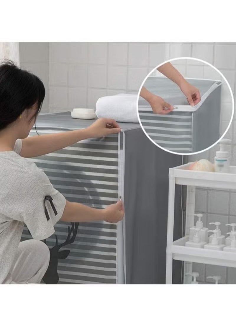Washing Machine Cover, Clothes Washer Dust Dryer Cover Lid Tumble Dustproof Cover Case with Zipper for Front Load Washer Protection Waterproof Sun Cartoon Pattern for Drum Washing Machine - Image 4