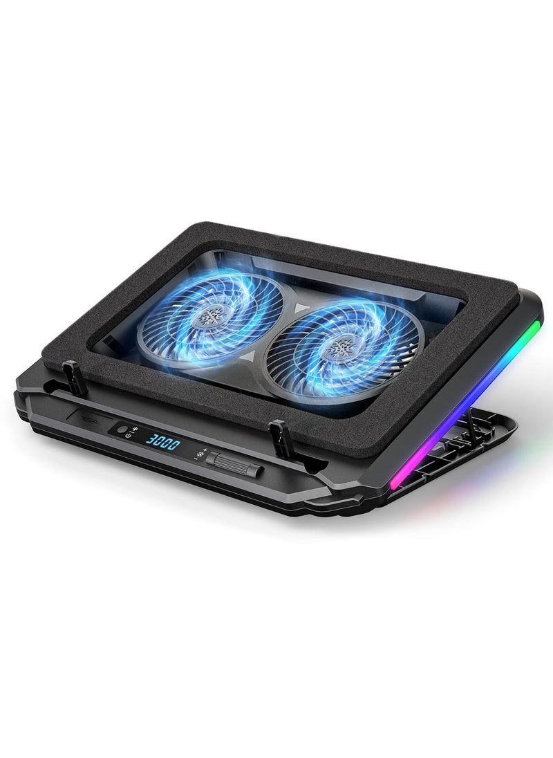 XiuWoo Gaming Laptop Cooling Pad with Powerful Turbo Fan, Infinitely Variable RGB Laptop Cooler, Sealed Foam for Rapid Cooling of 14-21-inch Laptops  - Image 1
