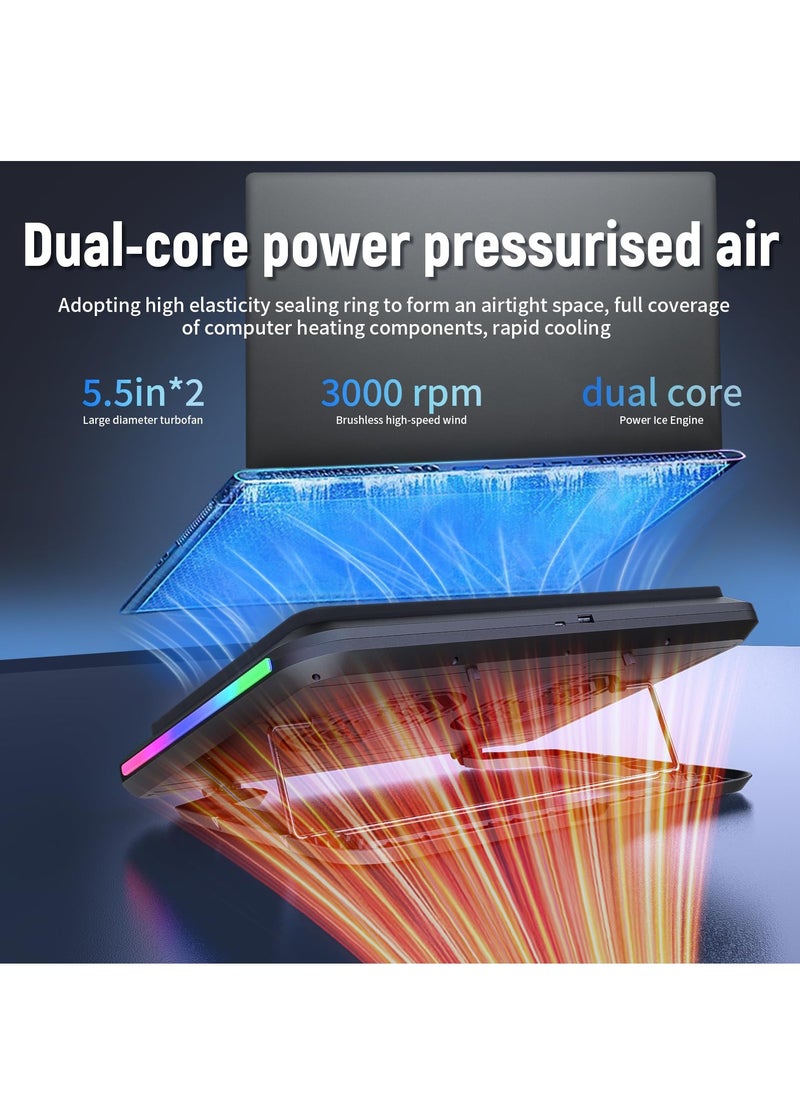 XiuWoo Gaming Laptop Cooling Pad with Powerful Turbo Fan, Infinitely Variable RGB Laptop Cooler, Sealed Foam for Rapid Cooling of 14-21-inch Laptops  - Image 4