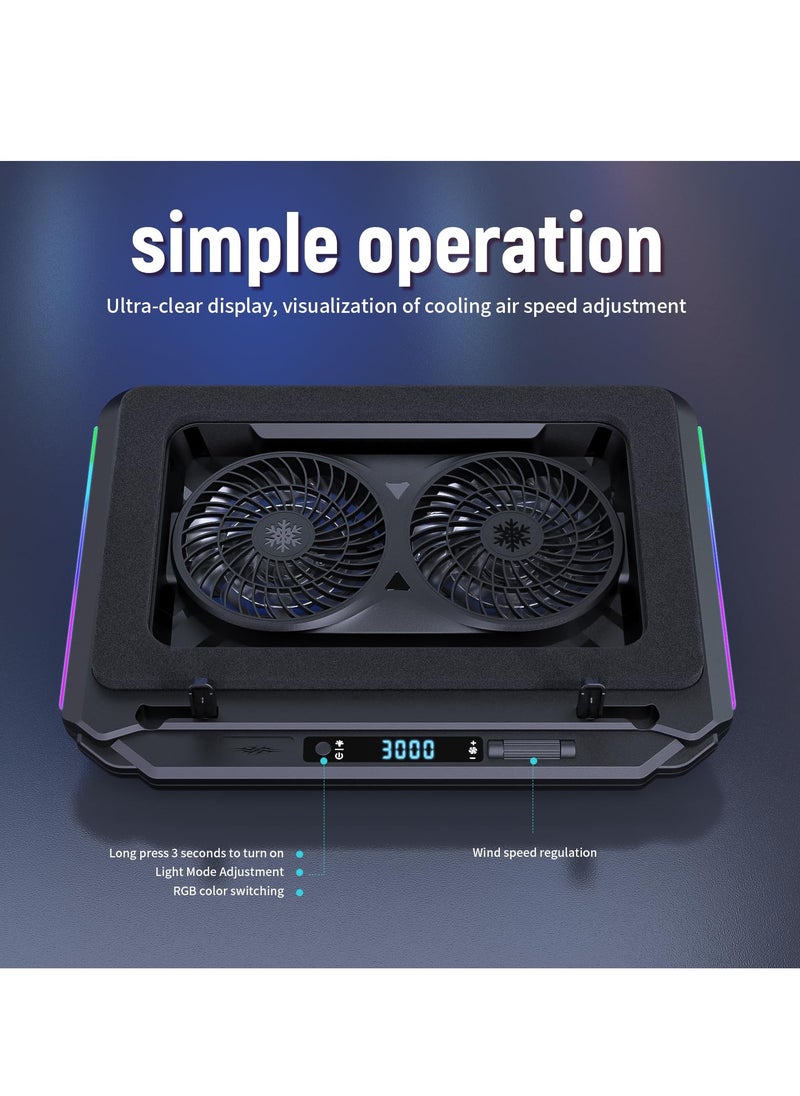 XiuWoo Gaming Laptop Cooling Pad with Powerful Turbo Fan, Infinitely Variable RGB Laptop Cooler, Sealed Foam for Rapid Cooling of 14-21-inch Laptops  - Image 5