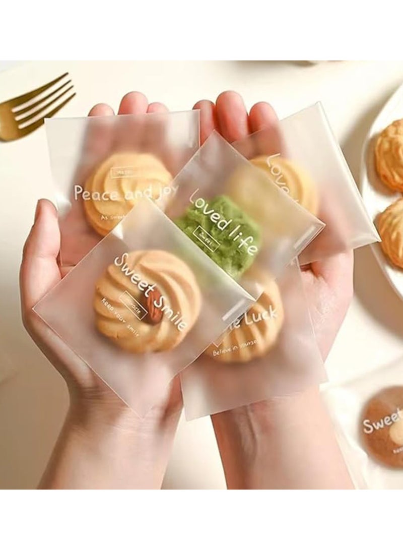100 Self-Sealing Fortune Cookie Bags, Resealable Cookie Snack Cellophane Bags, Plastic Bags for Baking Cookies and Candies (7x10 cm) - Image 1