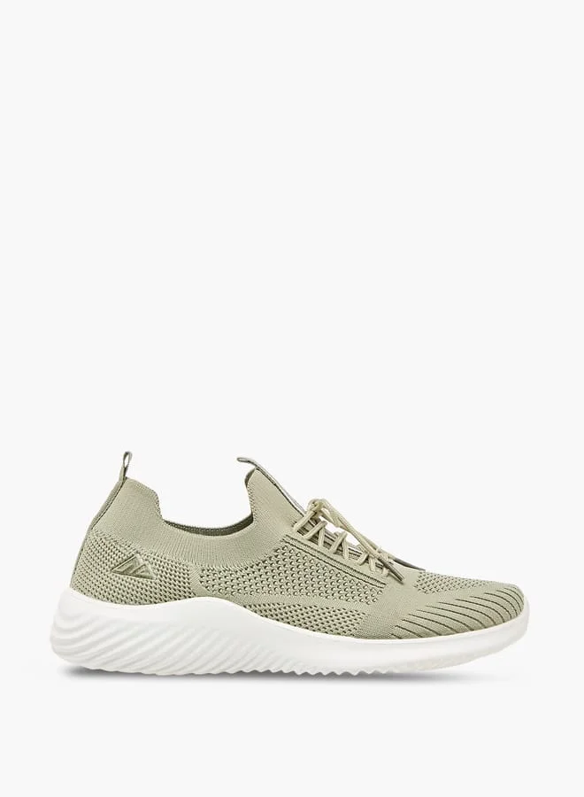 Women's Textured Lace-Up Sports Shoes With Pull Tabs