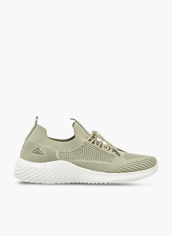 Women's Textured Lace-Up Sports Shoes With Pull Tabs