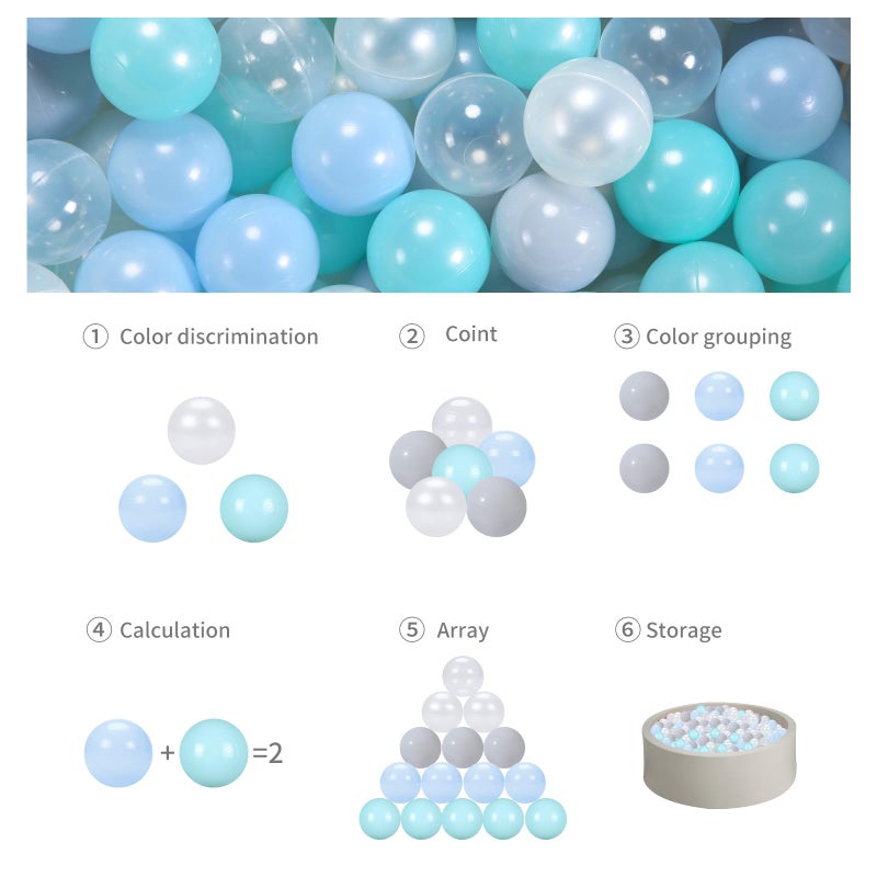 GOGOSO Ball Pit Balls with Starballs 100 - Crushproof Plasticballs for Babies Toddlers Kids Children for 1 2 3 4 5 Years Old 5 Colors 2.15inches  Beige Gold White Clear - Image 5
