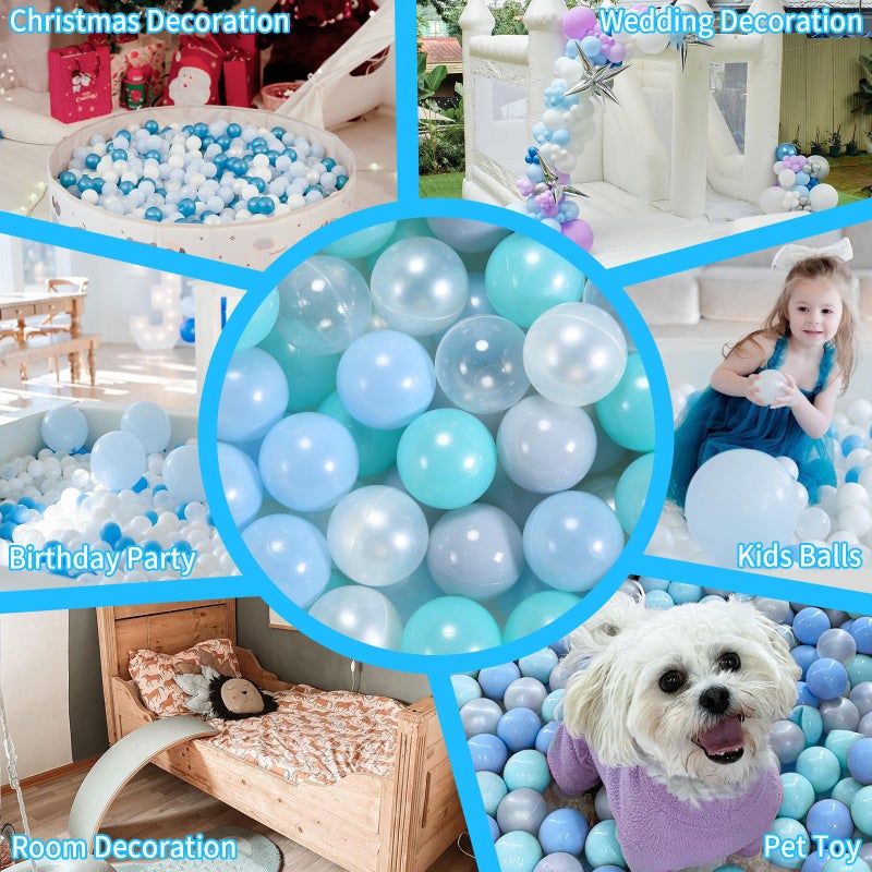 GOGOSO Ball Pit Balls with Starballs 100 - Crushproof Plasticballs for Babies Toddlers Kids Children for 1 2 3 4 5 Years Old 5 Colors 2.15inches  Beige Gold White Clear - Image 4