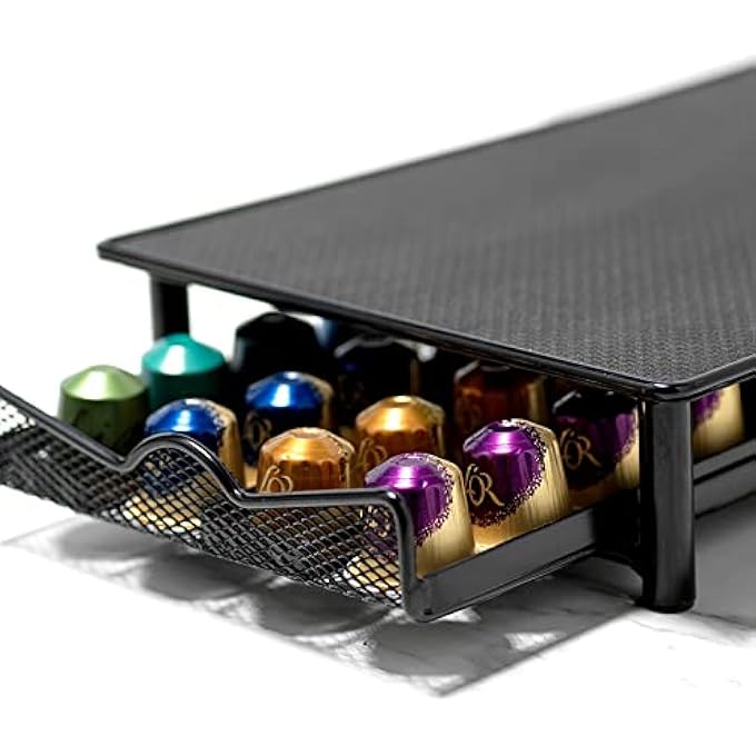 rayihni Stylish Coffee Capsule Storage Drawer Rack For Nespresso Coffee Capsule Storage Steel Organizer For Nespresso Coffee Capsule Storage Rack  40 Capsule Capacity 40 Black - Image 5