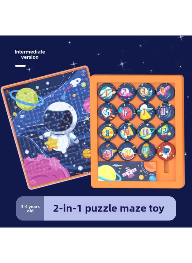 Generic - Digital Huarong Road Maze Intellectual Fun Desktop Game Machine 3D Maze Unlock Toy-Color:Huarong Road Maze Order 4-Space - Image 1