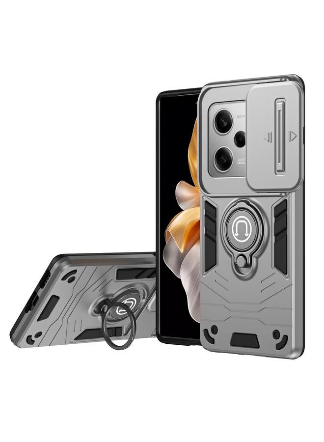 جراب حامل حلقي لهاتف Xiaomi Poco X5 Pro Camshield (رمادي)