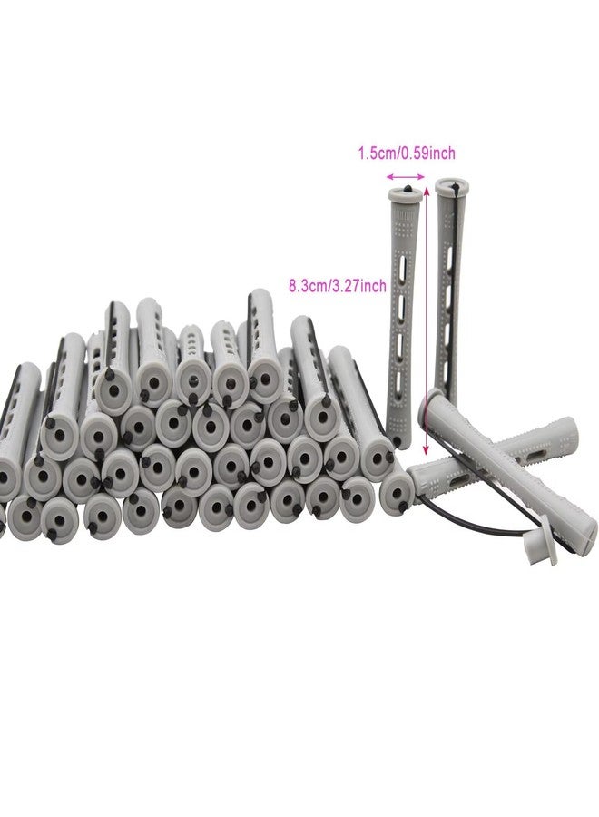 FEEL ME 40PCS Perm Rods For Short Hair Grey Small Perm Rods For Natural Long Hair 0.59 inch Heatless Non-slip Hair Rollers DIY Hairdressing Tools - Image 3