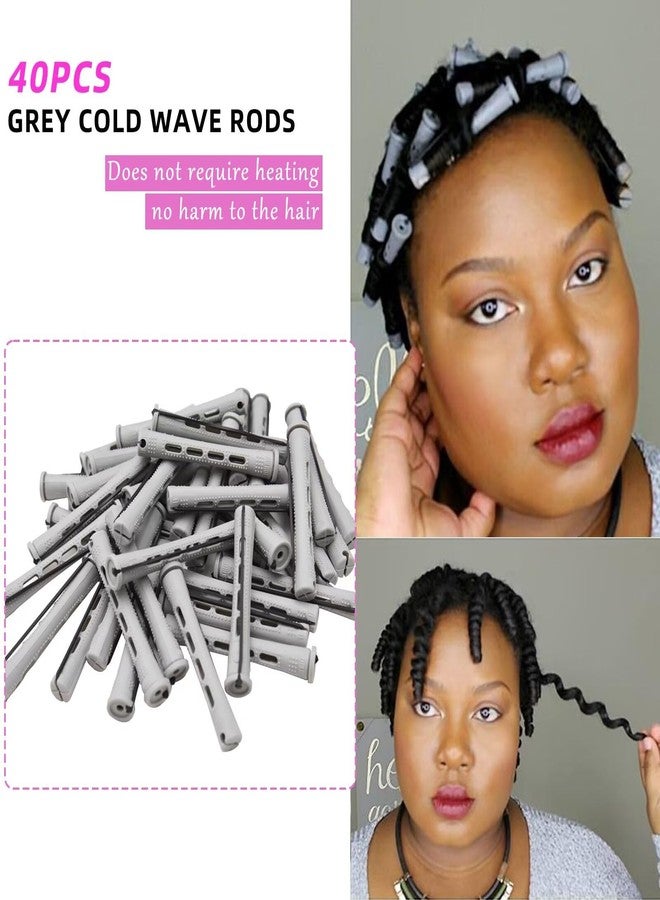 FEEL ME 40PCS Perm Rods For Short Hair Grey Small Perm Rods For Natural Long Hair 0.59 inch Heatless Non-slip Hair Rollers DIY Hairdressing Tools - Image 2