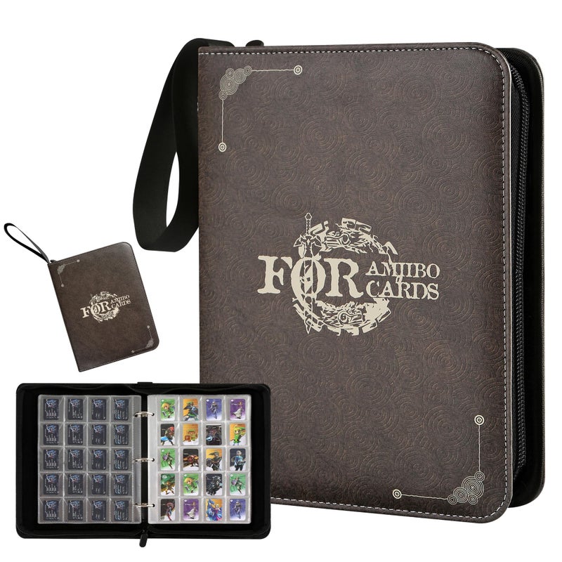 iofeiwak Mini Amiibo Card Display Album Brown 082x122 inch Faux Leather Waterproof 20 Sleeves Included - Image 2