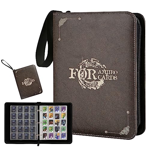 iofeiwak Mini Amiibo Card Display Album Brown 082x122 inch Faux Leather Waterproof 20 Sleeves Included - Image 1