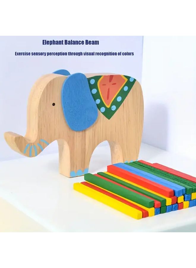 Elephant Balance Beam Toy Wooden Blocks For Kids Hand Eye Coordination Educational Desktop Game - Image 2