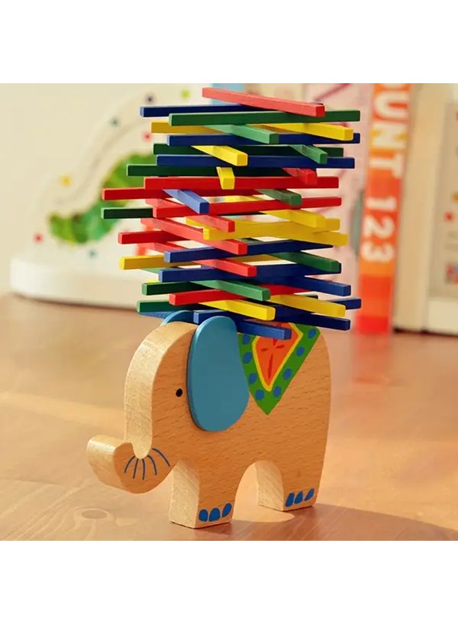 Elephant Balance Beam Toy Wooden Blocks For Kids Hand Eye Coordination Educational Desktop Game - Image 4