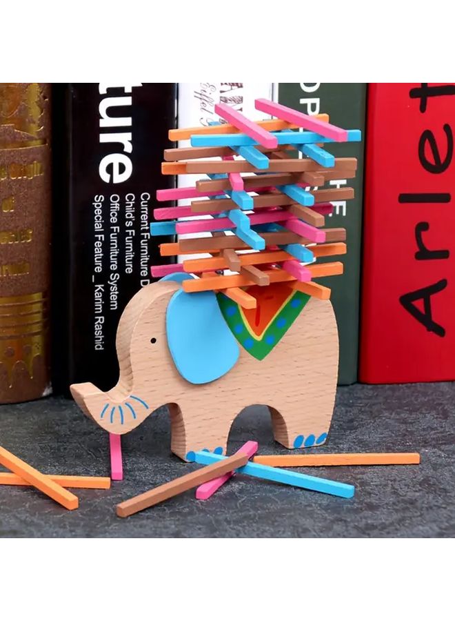 Elephant Balance Beam Toy Wooden Blocks For Kids Hand Eye Coordination Educational Desktop Game - Image 5
