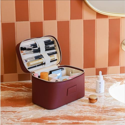ETOILE - Mini Vanity Case Burgundy - Stylish Travel Makeup Bag Organizer With Removable Dividers - Image 5