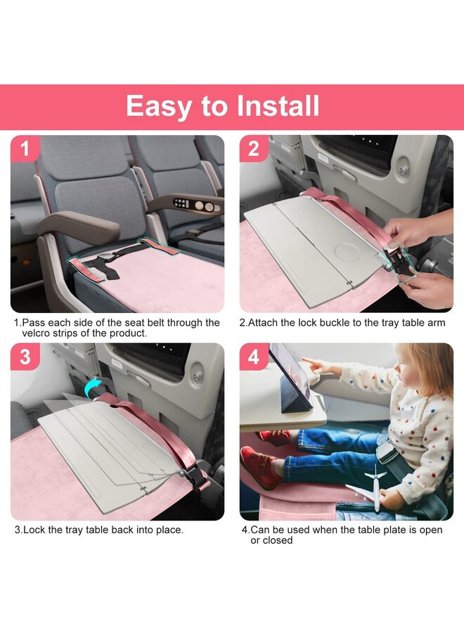 Toddler Airplane Bed, Kids Airplane Seat Extender Travel Bed, Kids Airplane Travel Essentials, Airplane Must Have for Toddlers, Portable Plane Bed for Flights(PINK) - Image 4