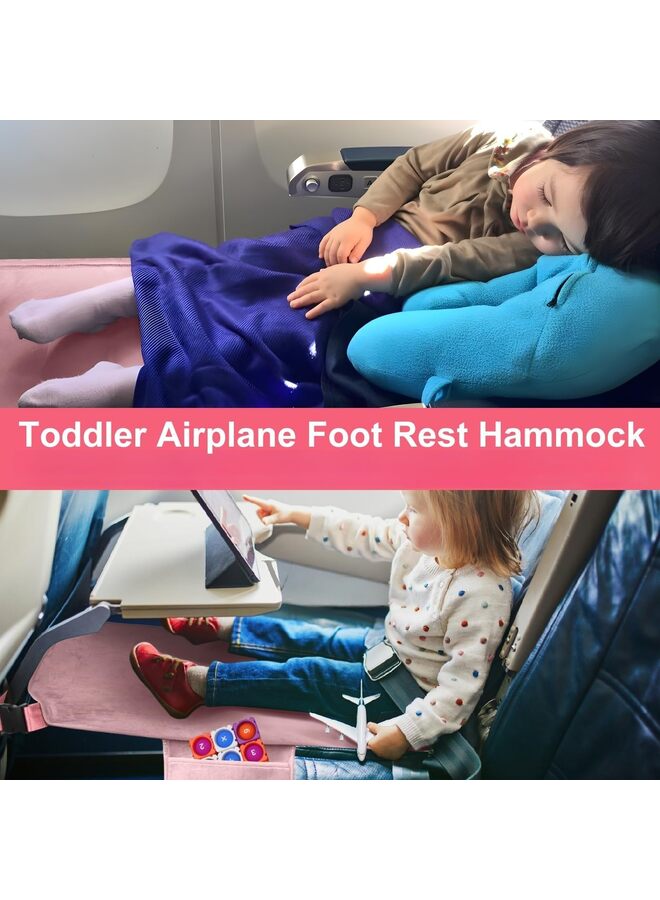 Toddler Airplane Bed, Kids Airplane Seat Extender Travel Bed, Kids Airplane Travel Essentials, Airplane Must Have for Toddlers, Portable Plane Bed for Flights(PINK) - Image 3